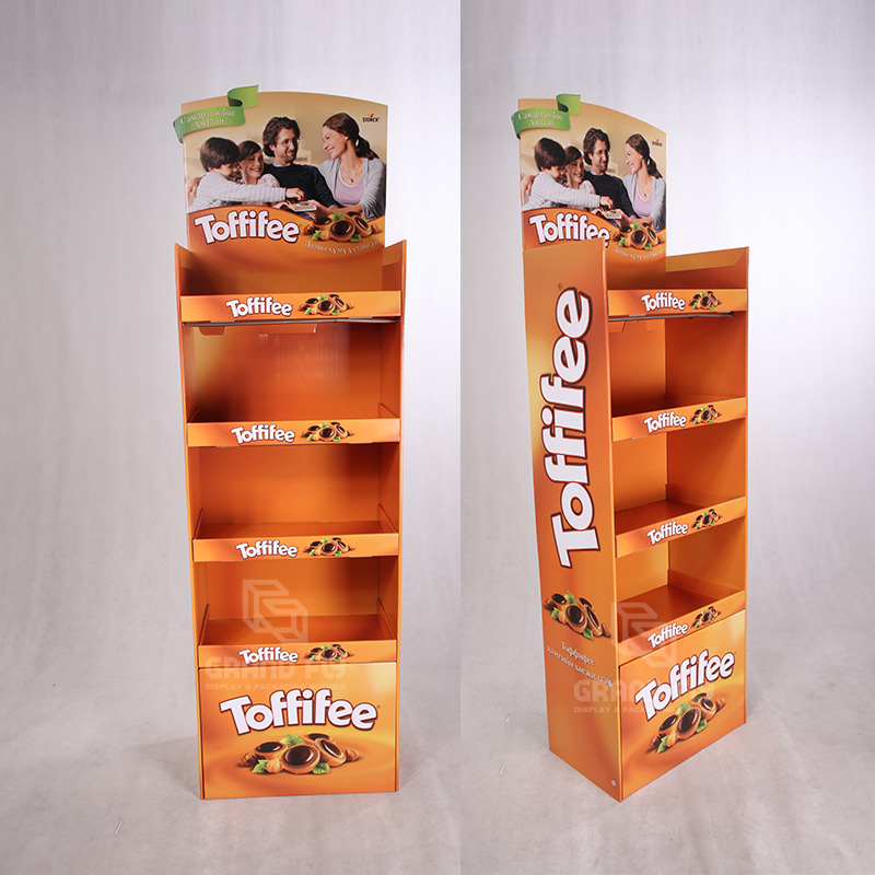 4 Shelf Cardboard Floor Display Rack for Toffee Candy-2