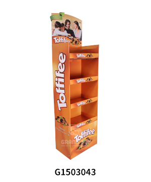 4 Shelf Cardboard Floor Display Rack for Toffee Candy