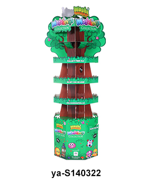 Four-Side Tree Shape Cardboard Floor Display Stand for Toy