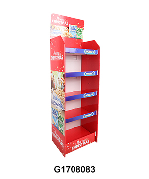 Cardboard Floor Retail Snack Display for Christmas Promotion