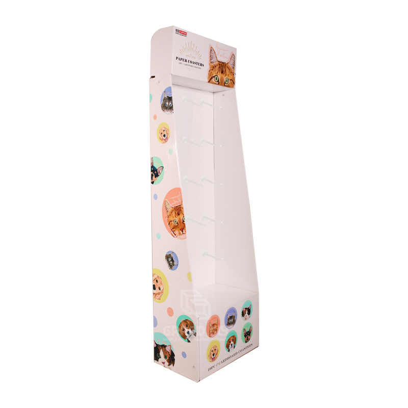 Carton Floor Retail Displays with Pegboard for Pet Toys-1