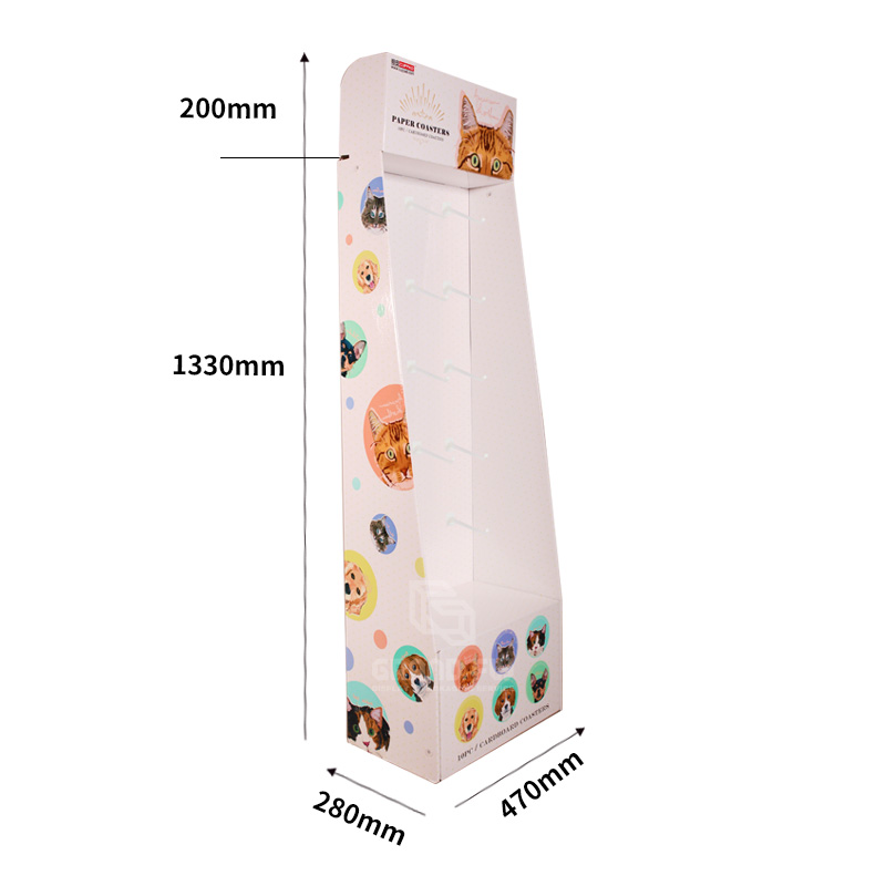 Carton Floor Retail Displays with Pegboard for Pet Toys-4