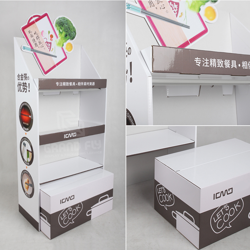 Custom Design Kitchenware Cardboard Point of Sale Displays with 3D Header-3