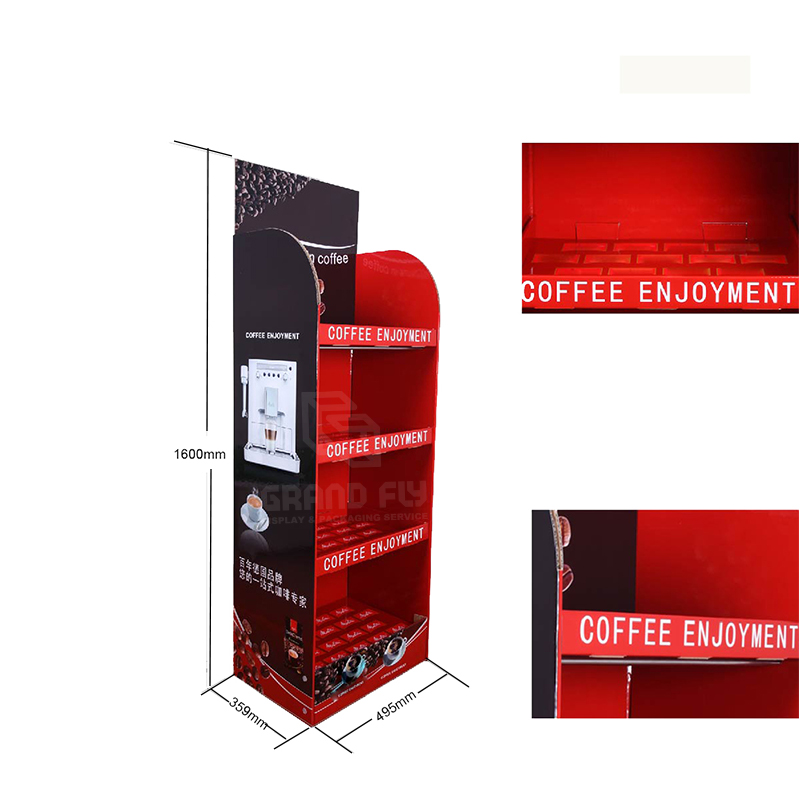 Coffee Bean Corrugated Retail Floor Display Unit with 4 Shelf-4