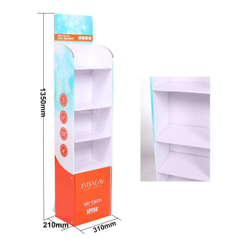 Folding Temporary Carton Display Shelf for Sunscreen Cream-4