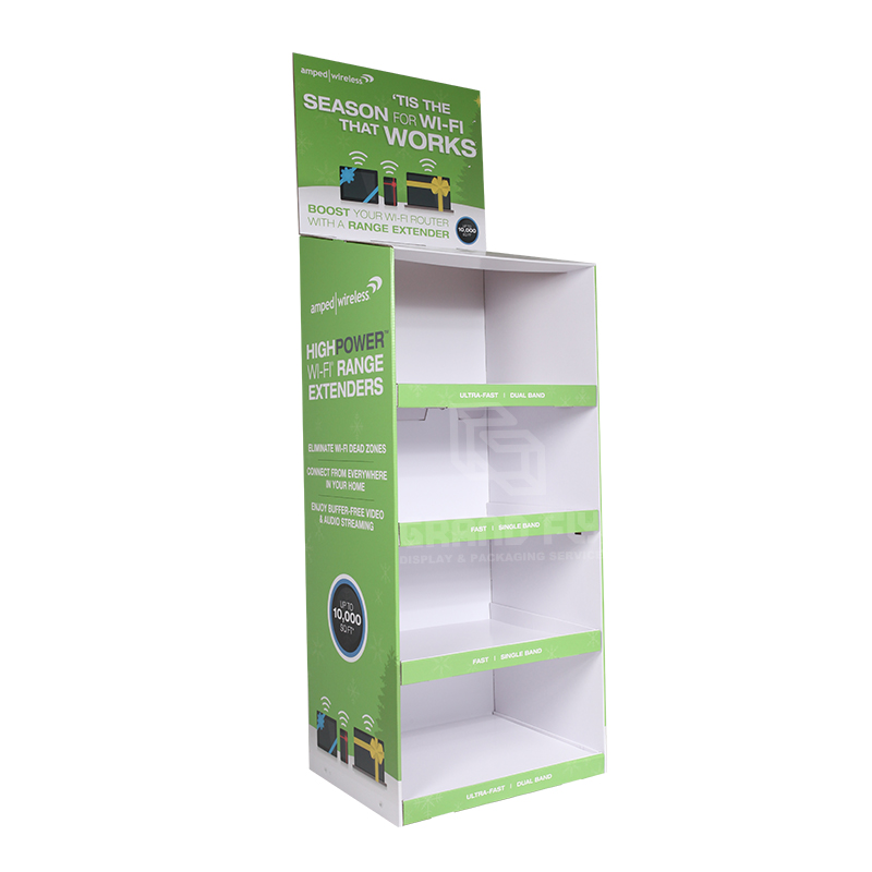 Wireless Router Cardboard Shop Floor Display with 4 Shelf-1