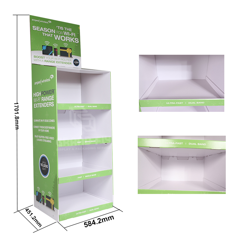 Wireless Router Cardboard Shop Floor Display with 4 Shelf-4