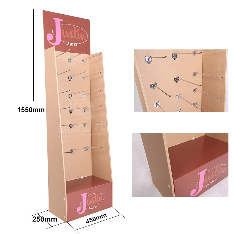 Carton POS Shipper Display Stand with Peg Hook for Belt-4