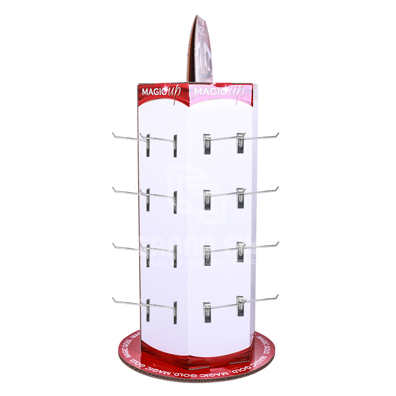 Custom Rotating Hexagon Counter Display with Peg for Hair Accessories -2