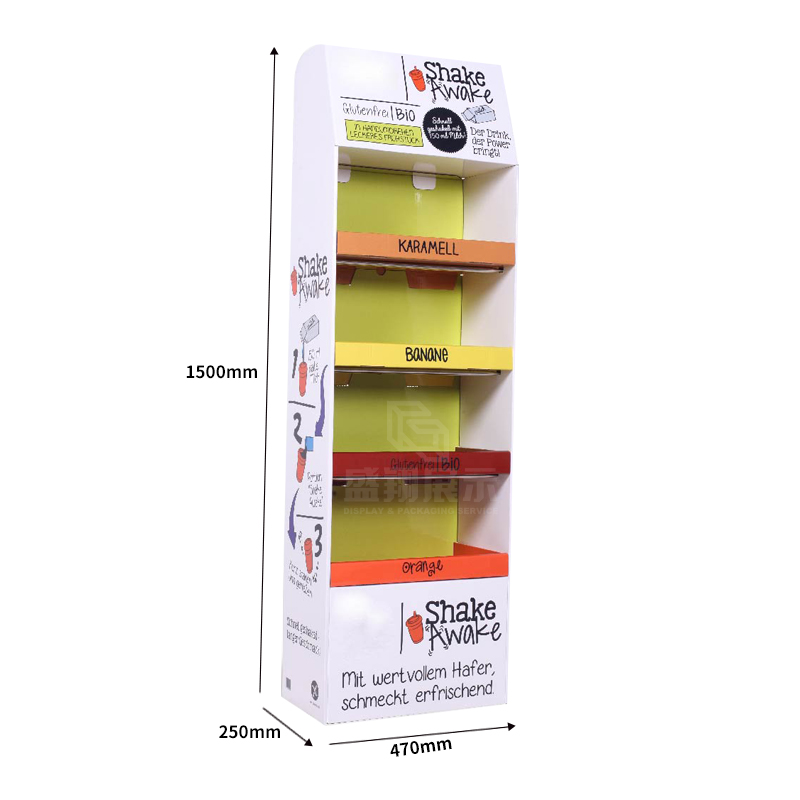 Corrugated Retail Display Rack with 4 Shelf for Milk Beverages-4