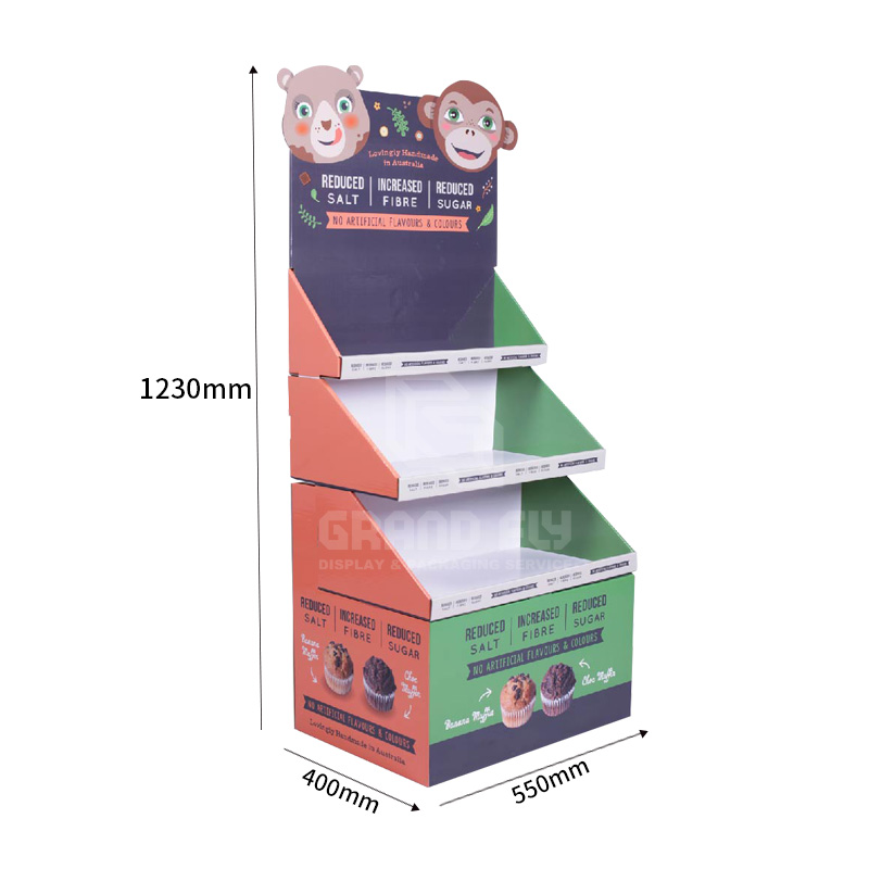 Cake Cardboard Corrugated 3 Tier Display Stand with Header-4