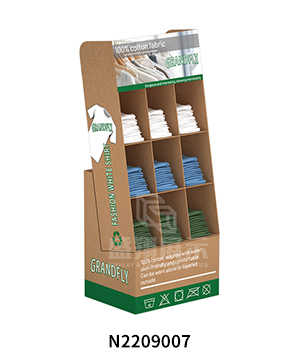 Corrugated 9 Pocket Carton FSDU Display Rack for T-Shirt Clothing