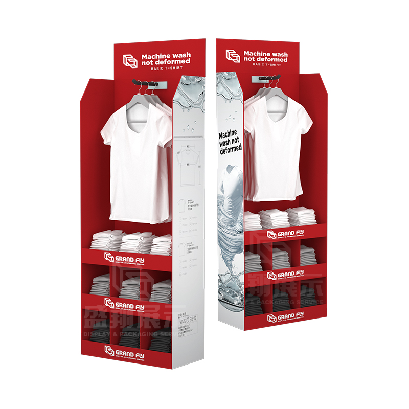 Custom POS Cardboard T-shirt Clothing Display Stand-3