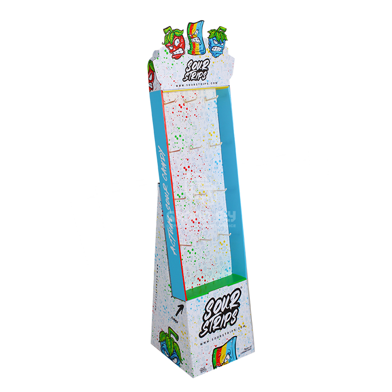 Cardboard Floor Display Shipper with Hooks for Candy-1
