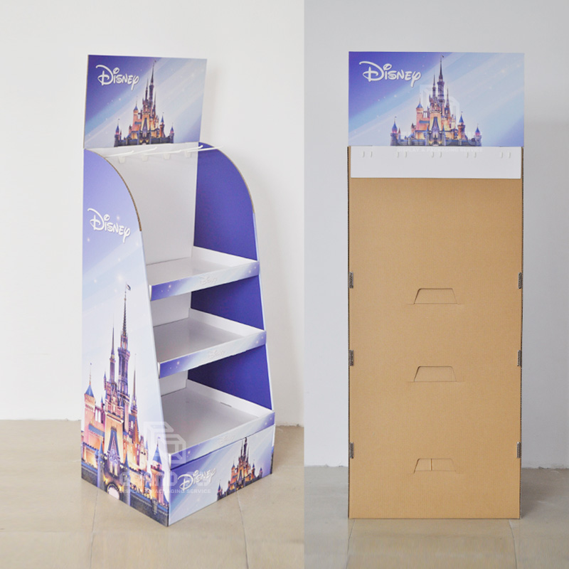 Custom Cardboard Stationery Floor Display Rack with 3 Shelf-3