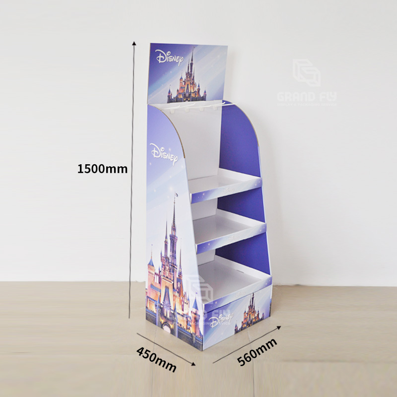 Custom Cardboard Stationery Floor Display Rack with 3 Shelf-4