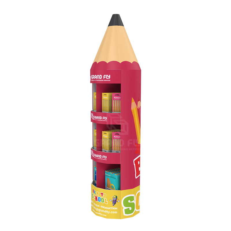 Custom Design Pencil Shape Round Cardboard Free Standing Displays for Pen-2