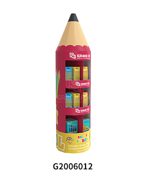 Custom Design Pencil Shape Round Cardboard Free Standing Displays for Pen