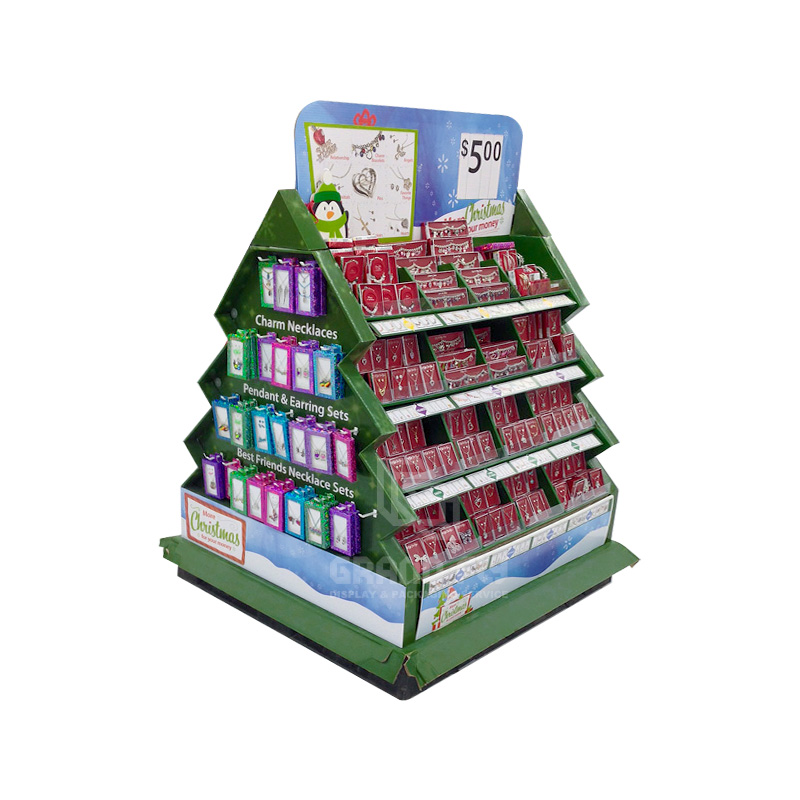 Christmas Tree Holiday Gifts Full Pallet Display with Tiers & Hooks-1