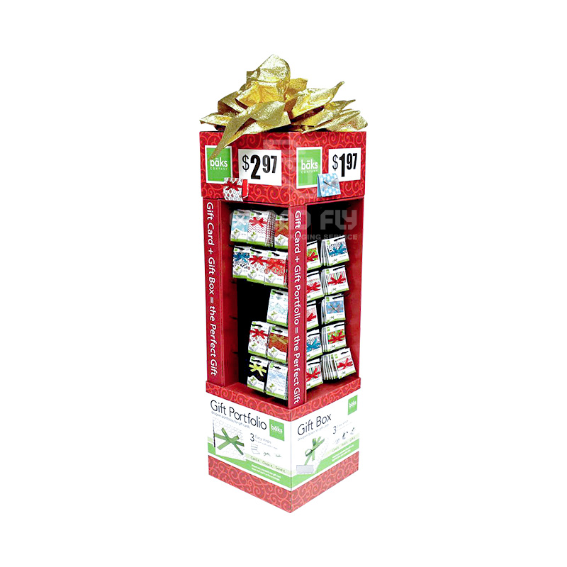Four-sided Holiday Gift Retail Cardboard Display Stand with Hooks-1