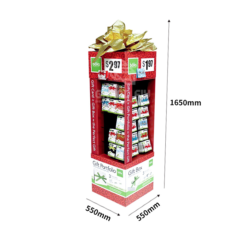 Four-sided Holiday Gift Retail Cardboard Display Stand with Hooks-2