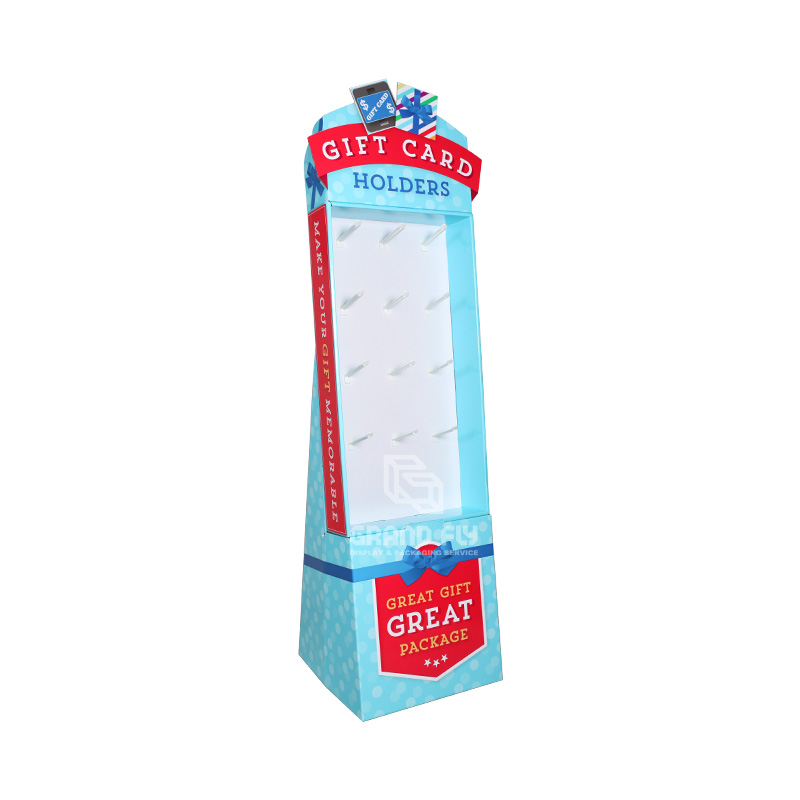 Temporary Hooks Cardboard Floor Display Stands for Gift-1