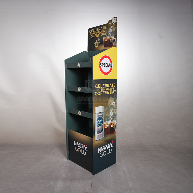 Custom 4 Shelf Cardboard FSDU Stand for Coffee-2