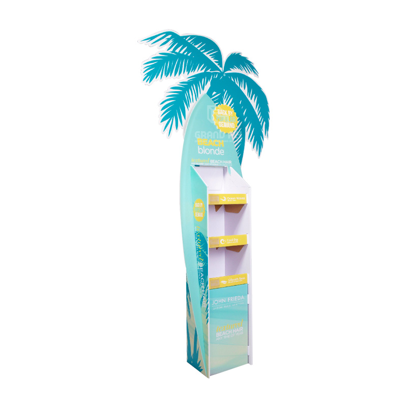 Custom Surfboard & Coconut Tree Shape Cardboard POS Display Stand-1