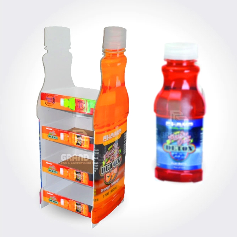 Custom Bottle-Shaped Cardboard Display Stand | 3D Juice/Cola Floor Unit ...