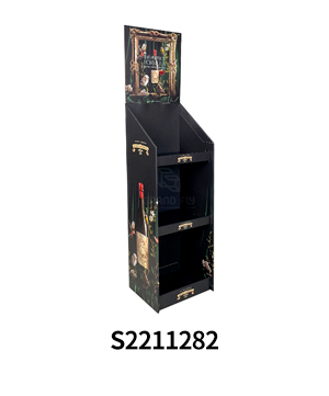 Custom Printed Wine Cardboard Floor Display Retail Stand Holds 12 Bottles
